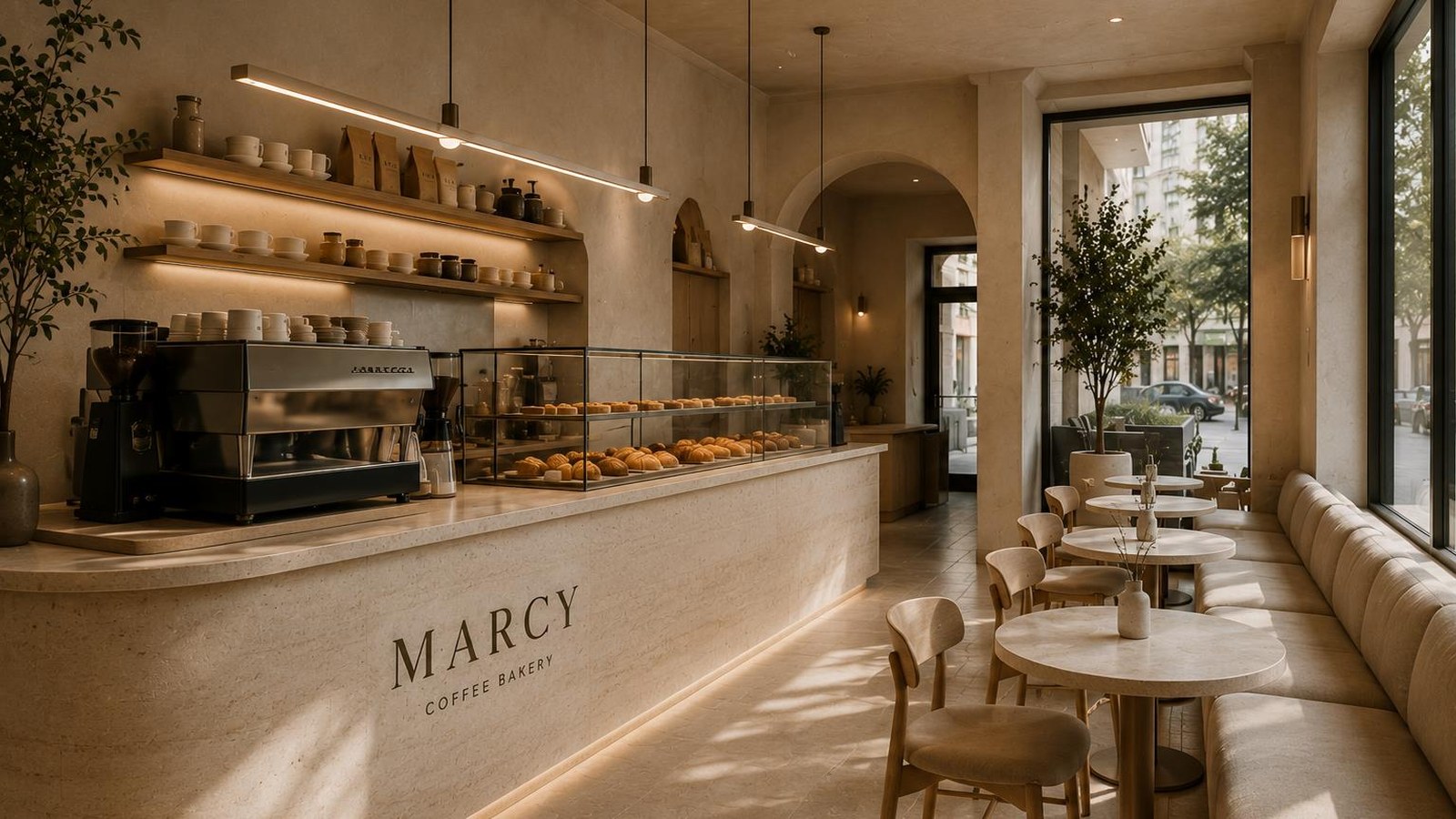 MARCY iç mekan bakery vitrini